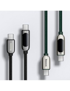 Baseus USB Typ C - USB Typ C-kabel 100 W (20 V / 5 A) 1 m Strömförsörjning med skärm effektmätare grön (CATSK-B06)