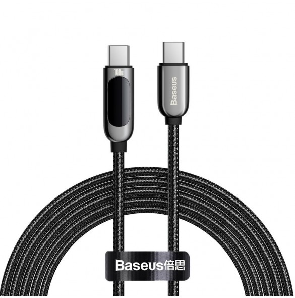 Baseus USB Type C-kabel - USB Type C 100W (20V / 5A) Strömförsörjning med skärmeffektmätare 2m svart (CATSK-C01)