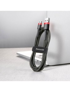 Baseus Cafule Kabel slitstark nylonkabel USB / micro USB 1.5A 2M svart-röd (CAMKLF-C91)