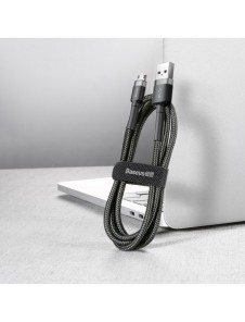 Baseus Cafule Kabel slitstark nylonkabel USB / micro USB 2A 3M svart-grå (CAMKLF-HG1)