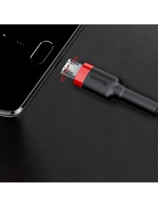 Baseus Cafule Kabel slitstark nylonkabel USB / micro USB 2A 3M svart-grå (CAMKLF-HG1)