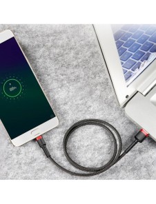 Baseus Cafule Kabel slitstark nylonkabel USB / micro USB 2A 3M svart-grå (CAMKLF-HG1)