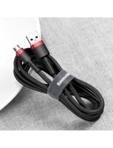 Baseus Cafule Kabel slitstark nylonkabel USB / micro USB 2A 3M svart-röd (CAMKLF-H91)