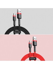 Baseus Cafule Kabel slitstark nylonkabel USB / micro USB 2A 3M svart-röd (CAMKLF-H91)