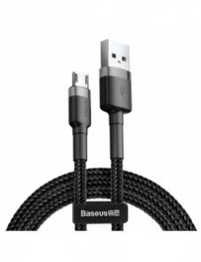 Baseus Cafule Kabel slitstark nylonkabel USB / micro USB QC3.0 2.4A 0.5M svart-grå (CAMKLF-AG1)