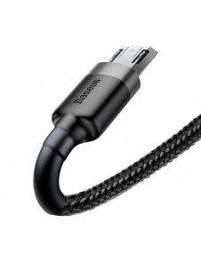 Baseus Cafule Kabel slitstark nylonkabel USB / micro USB QC3.0 2.4A 0.5M svart-grå (CAMKLF-AG1)