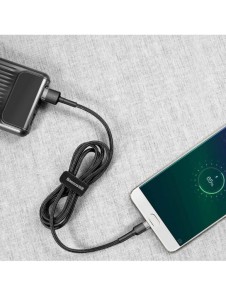 Baseus Cafule Kabel slitstark nylonkabel USB / micro USB QC3.0 2.4A 0.5M svart-grå (CAMKLF-AG1)