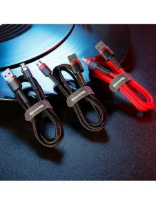 Baseus Cafule Kabel slitstark nylonkabel USB / micro USB QC3.0 2.4A 0.5M svart-grå (CAMKLF-AG1)