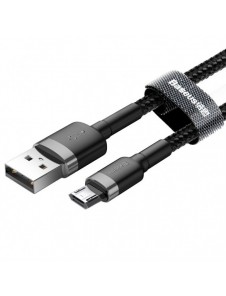 Baseus Cafule Kabel slitstark nylonkabel USB / micro USB QC3.0 2.4A 0.5M svart-grå (CAMKLF-AG1)