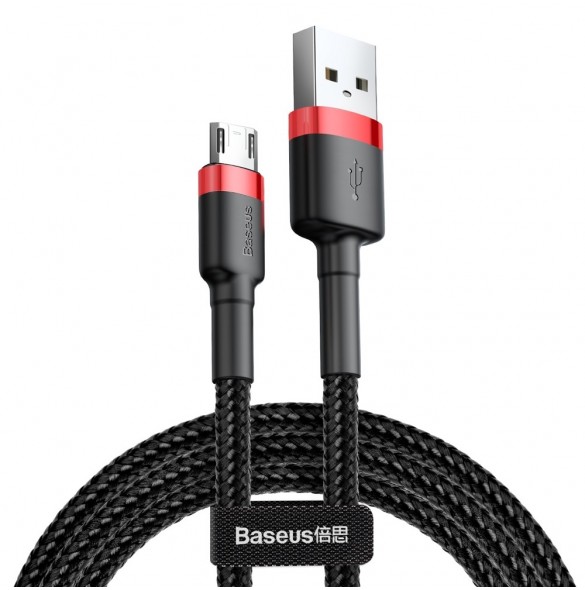 Baseus Cafule Kabel slitstark nylonkabel USB / micro USB QC3.0 2.4A 1M svart-röd (CAMKLF-B91)