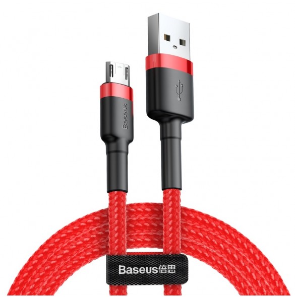 Baseus Cafule Kabel slitstark nylonkabel USB / micro USB QC3.0 2.4A 1M röd (CAMKLF-B09)