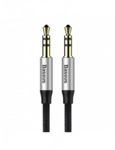 Baseus Yiven M30 stereoljudkabel AUX 3,5 mm hane minijack 1,5 m silver-svart (CAM30-CS1)