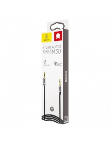 Baseus Yiven M30 stereoljudkabel AUX 3,5 mm hane minijack 1,5 m silver-svart (CAM30-CS1)