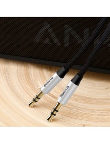 Baseus Yiven M30 stereoljudkabel AUX 3,5 mm hane minijack 1,5 m silver-svart (CAM30-CS1)