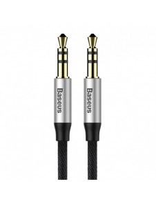 Baseus Yiven M30 stereo AUX 3,5 mm ljudkabel hane minijack 1m silver-svart (CAM30-BS1)