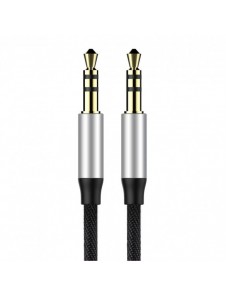 Baseus Yiven M30 stereo AUX 3,5 mm ljudkabel hane minijack 1m silver-svart (CAM30-BS1)