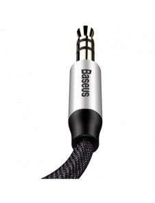 Baseus Yiven M30 stereo AUX 3,5 mm ljudkabel hane minijack 1m silver-svart (CAM30-BS1)