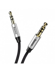 Baseus Yiven M30 stereo AUX 3,5 mm ljudkabel hane minijack 1m silver-svart (CAM30-BS1)