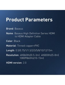 Baseus-kabel HDMI 2.0 0.75m svart (WKGQ030201)