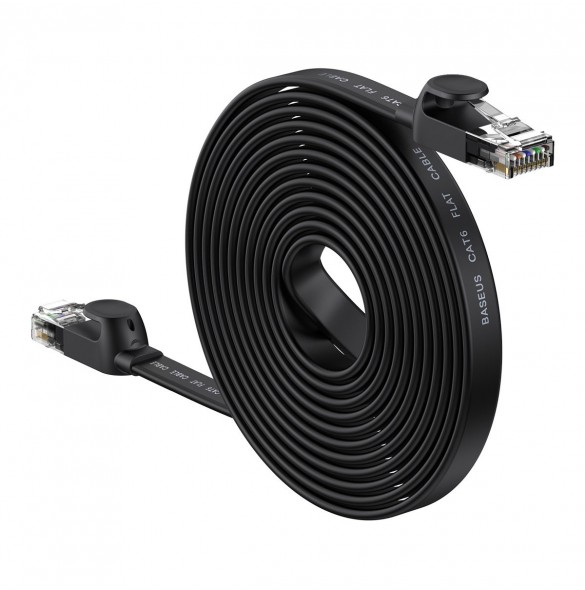 Baseus höghastighet Sex typer av RJ45 Gigabit nätverkskabel (platt kabel)15m Svart