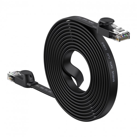 Baseus höghastighet Sex typer av RJ45 Gigabit nätverkskabel (platt kabel) 10m Svart