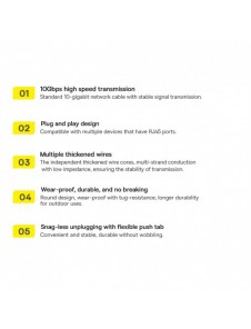 Baseus Speed Seven High Speed Network Kabel RJ45 10Gbps 5m Svart (WKJS010501)