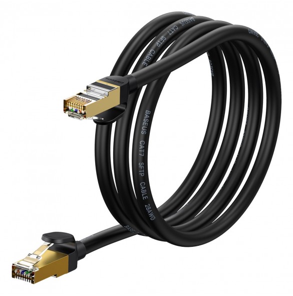Baseus Speed Seven nätverkskabel RJ45 10Gbps 1,5m svart (WKJS010201)