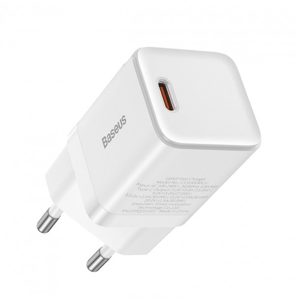 Baseus GaN3 snabbladdare 30W vit (CCGN010102)