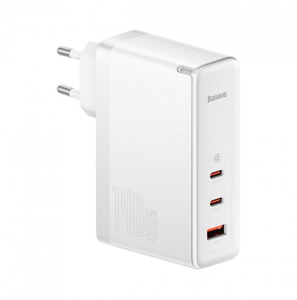 Baseus GaN5 Pro snabbladdare 2xUSB-C+USB 140W EU vit (CCGP100202)