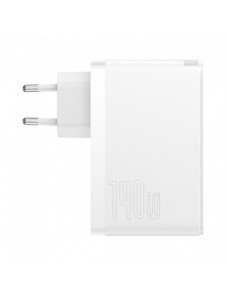 Baseus GaN5 Pro snabbladdare 2xUSB-C+USB 140W EU vit (CCGP100202)