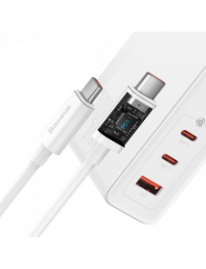 Baseus GaN5 Pro snabbladdare 2xUSB-C+USB 140W EU vit (CCGP100202)