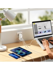 Baseus GaN5 Pro snabbladdare 2xUSB-C+USB 140W EU vit (CCGP100202)