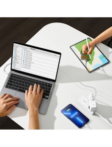 Baseus GaN5 Pro snabbladdare 2xUSB-C+USB 140W EU vit (CCGP100202)