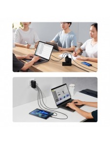 Baseus GaN5 Pro snabbladdare 2xUSB-C+USB 140W EU vit (CCGP100202)