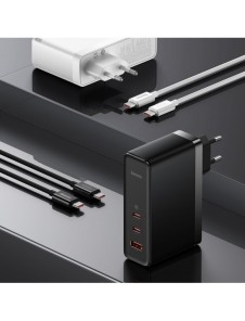 Baseus GaN5 Pro snabbladdare 2xUSB-C+USB 140W EU vit (CCGP100202)