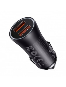 Baseus Golden Contactor Max snabb billaddare 2x USB 60 W Quick Charge mörkgrå (CGJM000013)