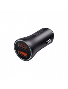 Baseus Golden Contactor Max snabb billaddare 2x USB 60 W Quick Charge mörkgrå (CGJM000013)