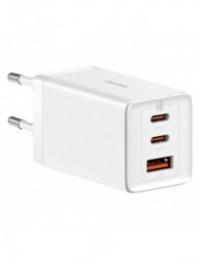 GaN 2xUSB C 1xUSB 65W snabbladdare Baseus GaN5 Pro + USB C - USB C 100W kabel - vit