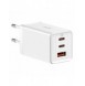 GaN 2xUSB C 1xUSB 65W snabbladdare Baseus GaN5 Pro + USB C - USB C 100W kabel - vit