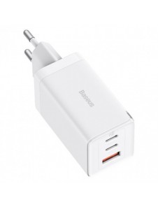 GaN 2xUSB C 1xUSB 65W snabbladdare Baseus GaN5 Pro + USB C - USB C 100W kabel - vit