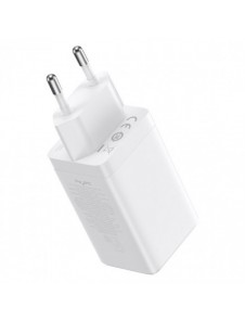 GaN 2xUSB C 1xUSB 65W snabbladdare Baseus GaN5 Pro + USB C - USB C 100W kabel - vit