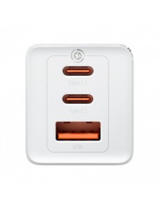 GaN 2xUSB C 1xUSB 65W snabbladdare Baseus GaN5 Pro + USB C - USB C 100W kabel - vit