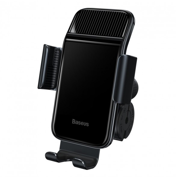 Baseus elcykel smartphonehållare med inbyggd solpanel 150mAh svart (SUZG010001)