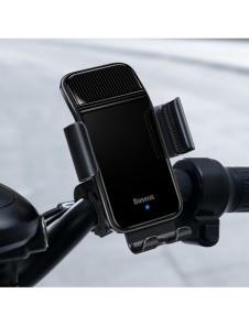 Baseus elcykel smartphonehållare med inbyggd solpanel 150mAh svart (SUZG010001)