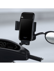 Baseus elcykel smartphonehållare med inbyggd solpanel 150mAh svart (SUZG010001)