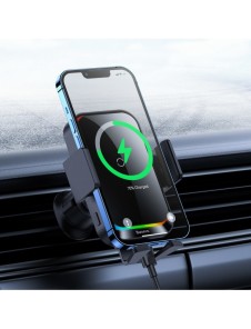 Baseus Halo telefonhållare med 15W induktiv laddare för galler - svart