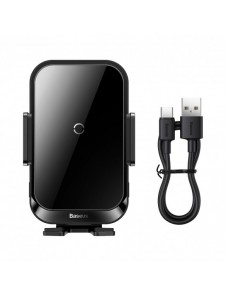 Baseus Halo telefonhållare med 15W induktiv laddare för galler - svart