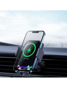 Baseus Halo telefonhållare med 15W induktiv laddare för galler - svart