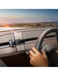 Elbilshållare med solpanel till Tesla Model 3 / Y Baseus T-Space - svart