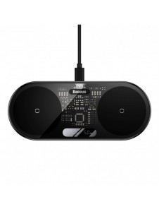 Baseus Digital LED Display dubbel trådlös laddare med digital display 20W svart (WXSX010101)
